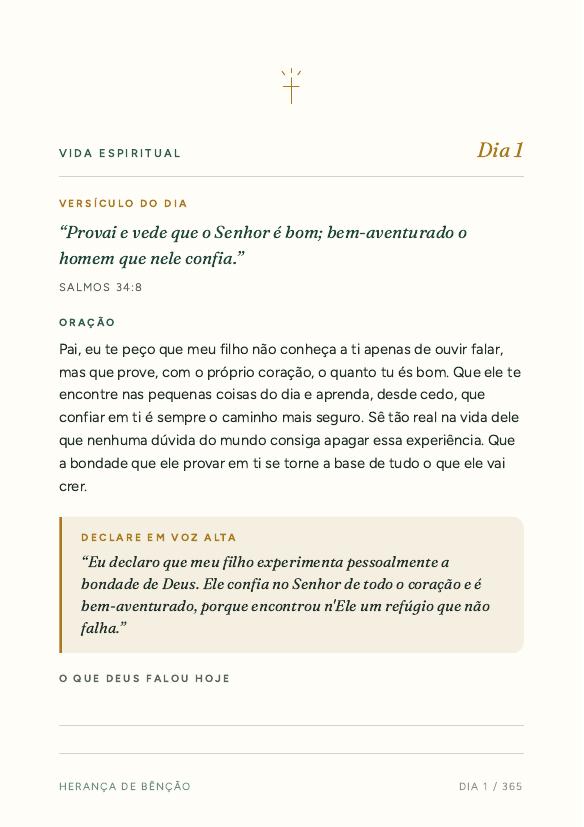 Página de oração do devocional