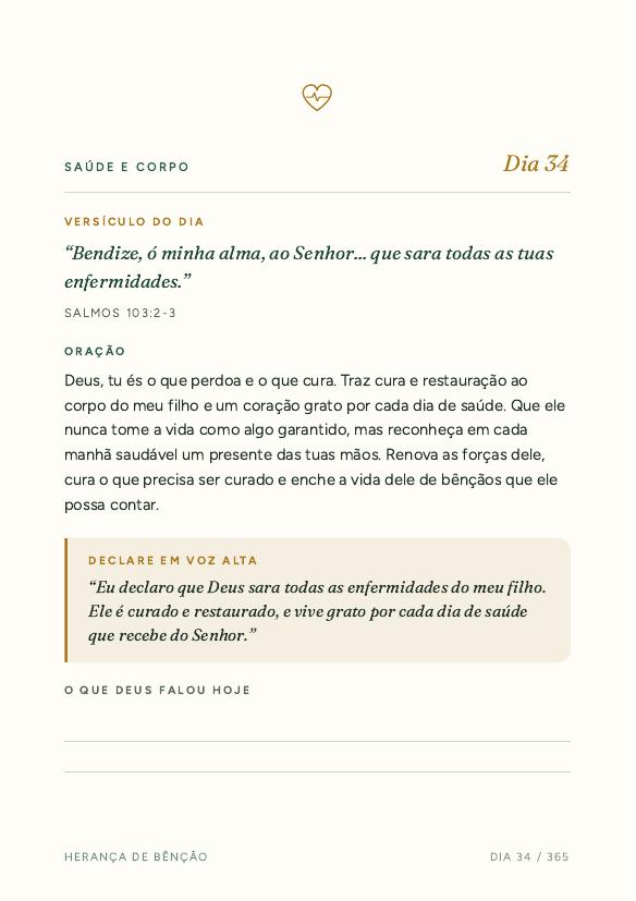 Página de oração do devocional
