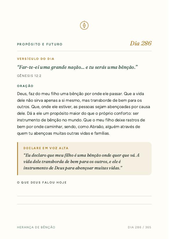 Página de oração do devocional